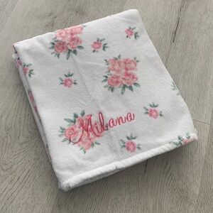 Pottery‎ Barn “Love Shack Fancy” embroidered Milana rose bath towel white pink